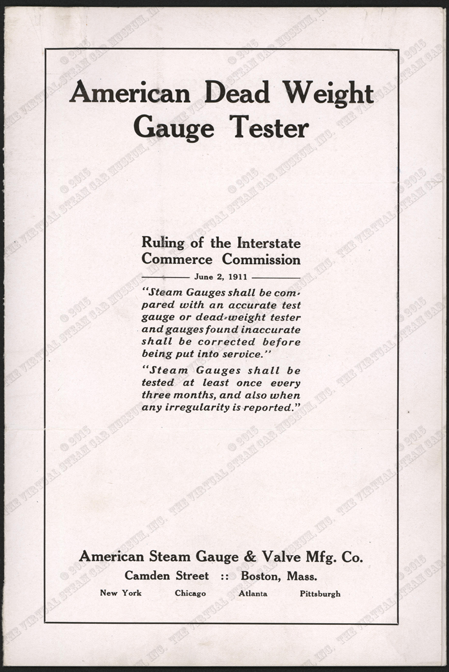 American Steam Gauge and Valve Company letter June 22, 1916, American Dead Weight Gauge Tester