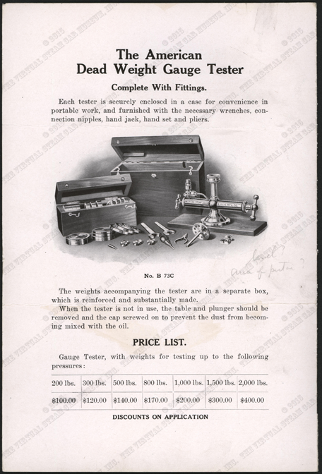 American Steam Gauge and Valve Company letter June 22, 1916, American Dead Weight Gauge Tester