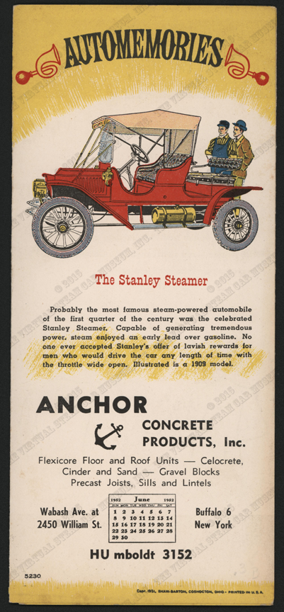 Automemories Brochure, 1951, Shaw- Barton, Coshocton, OH, Stanley Steam Car