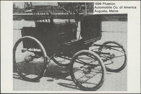 Automobile Company of America, 1899 Phaeton, Postcard printed for Fraser's Wheel Inn, Portland, ME