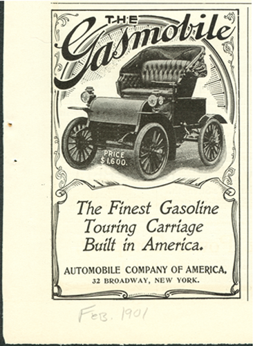 Automobile Company of America - Gasmobile 1901 advert