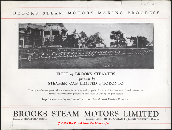 Brooks Steam Motors, Ltd., ca. 1926 - 1928, Steaming Ahead!