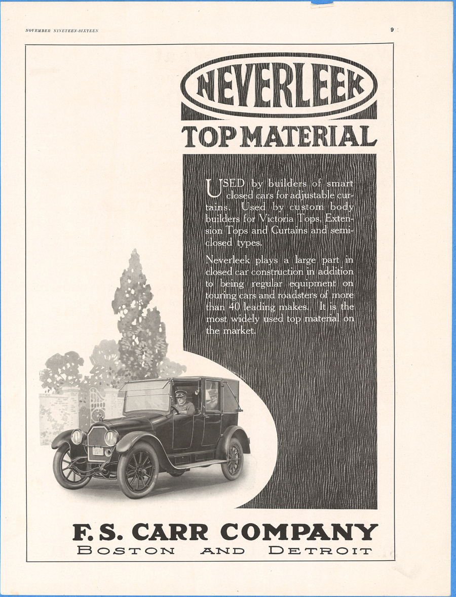 Carr Fastener Company, Magazine Advertisement, November 1916, Motor Magazine, page 9