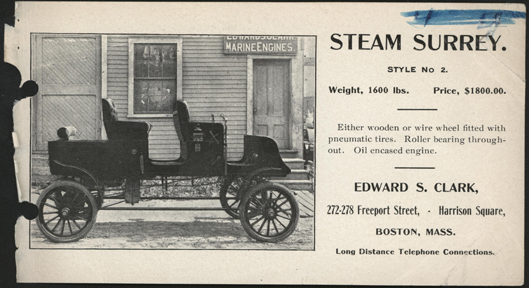 Clark, Edward S., Steam Car Brochure, 1901, Various Models, John A. Conde Collection