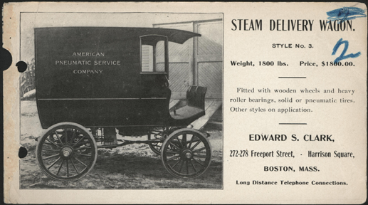 Clark, Edward S., Steam Car Brochure, 1901, Various Models, John A. Conde Collection