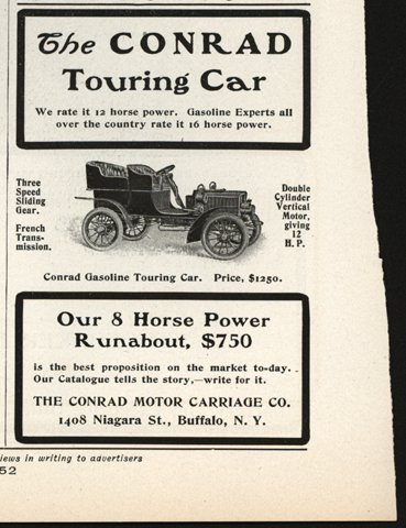 The Conrad Motor Carriage Company, 1903, The American Monthly Review of Reviews, p. 52