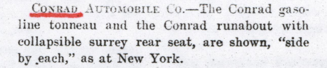 Contad Motor Carriage Company, February 19, 1903, Motor Age Magazine, p. 7, Conde Collection