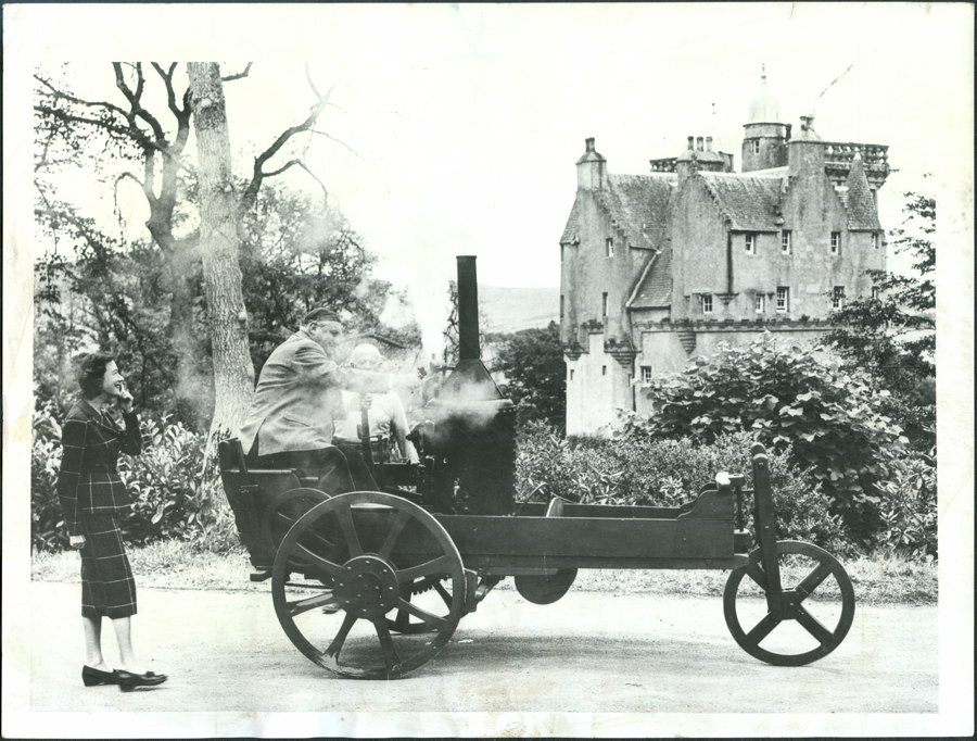 Craigievar Expresss Steam Car, 1890s, Scotland, Postie Lawson
