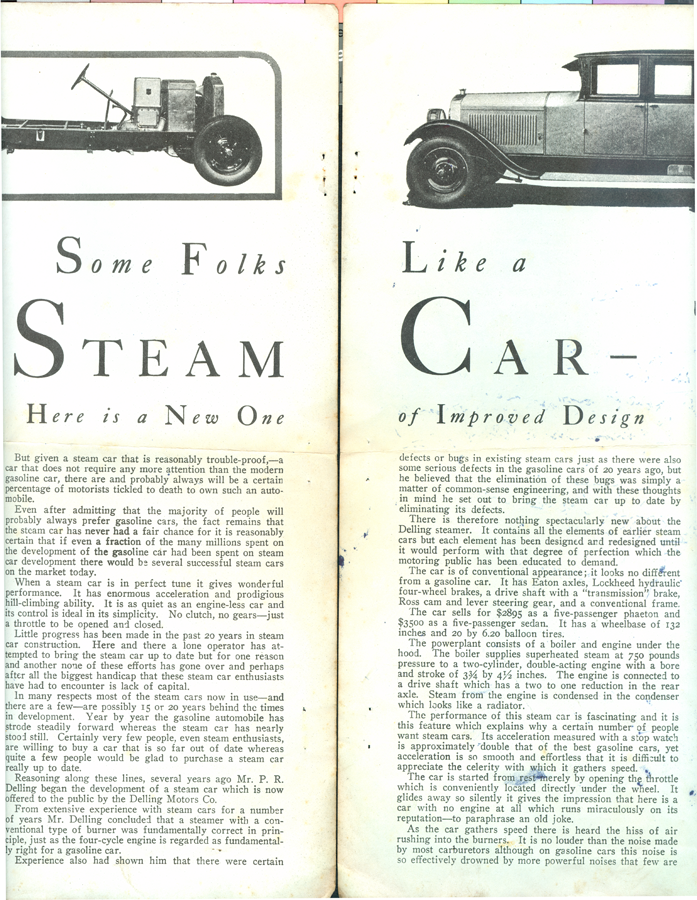 Delling Steam Car, Steam Developments, P. O. Box 335, Staten Island, 8 New York, From Motor Magazine