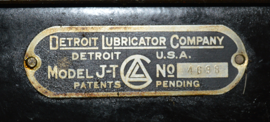 Detroit Lubricator Tag, 1925 - 1926 Stanley Steam Car