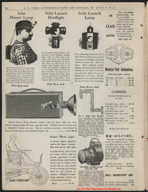A. L. Dyke Catalogue No. 7, 1902, Steam Car Accessories