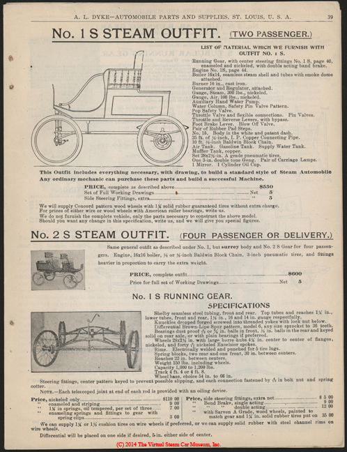 A. L. Dyke Catalogue No. 7, 1902, Steam Car Accessories