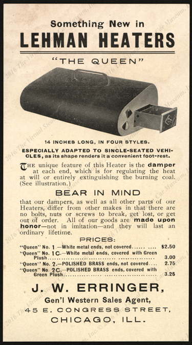 J. W. Erringer, Automobile Heaters, ca: 1910, Flyer