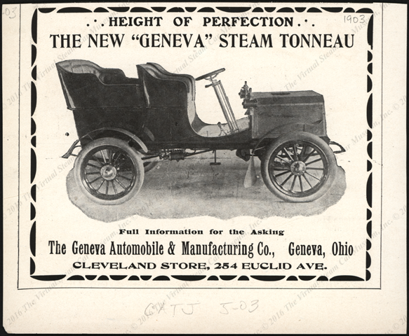 Geneva Automobile and Manufacturing Company Magazine Advertisement, May  1903, unknown magazine