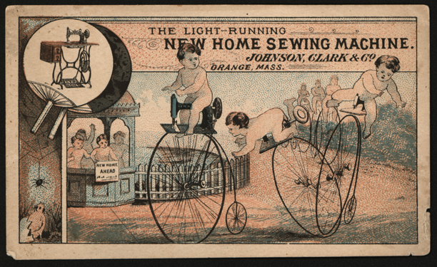 New Home Sewing Machine Company Trade Card Ordinary Bicycle