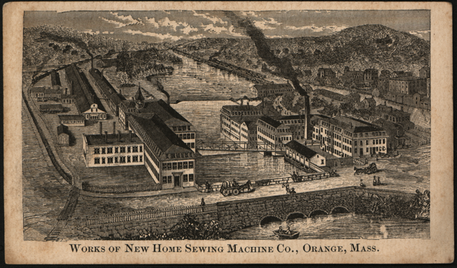 New Home Sewing Machine Company, Trade Card, Factory View.