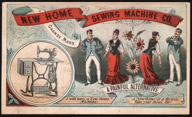 New Home Sewing Machine Company Trade Card - Divorce!