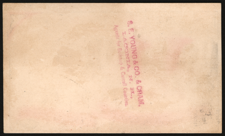 New Home Sewing Machine Company Trade Card - Divorce, Dealer's Stamp on Reverse.