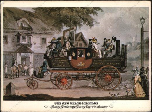 Goldsworthy Gurney Steam Carriage, England, ca: 1828, Postcard , Front