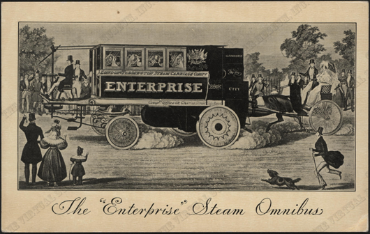 Walter Hancock,  Stratford,  The Enterprise Steam Omnibus 1833, Postcard, Front