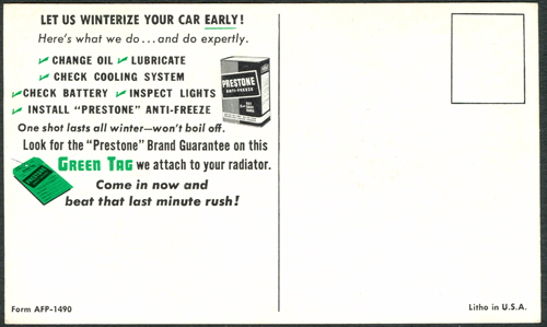 Prestone Antifreeze Steam Car Card