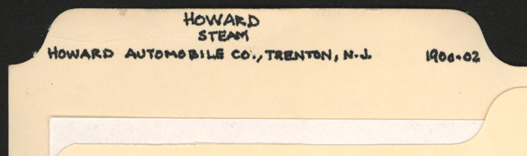 Howard Automobile Company, John A. Conde File Folder, Conde Collection