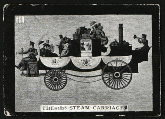 William Henry James Steam Carriage, 1828, Cigarette Card Front
