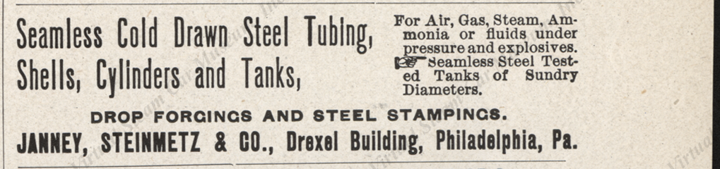 Janney, Steinmetz, & Company Magazine Advertisement, Horseless Age, April 25, 1904