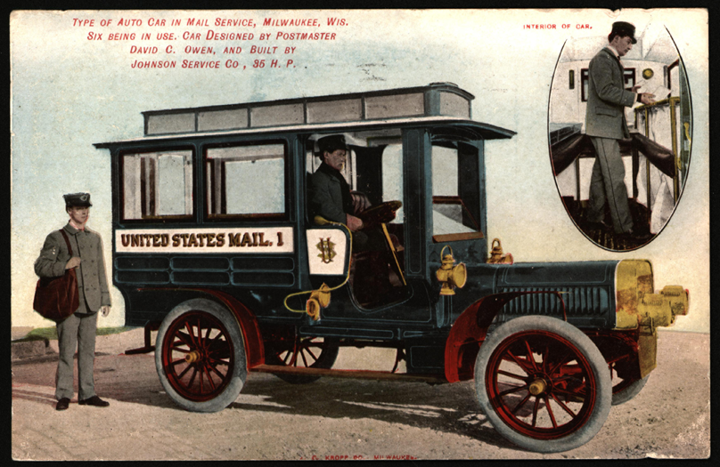 Johnson Service Company Postcard, U. S. Post Office Vehicle