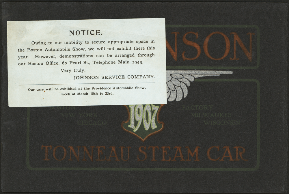 Johnson Service Company, Steam Car Catalogue, 1907, Milwaukee, WI