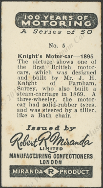 J. H. Knight Motor Carriage, 1895 , Reverse