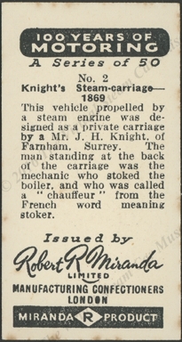 J. H. Knight Steam Carriage, 1869 Farnham, Surrey,  Reverse