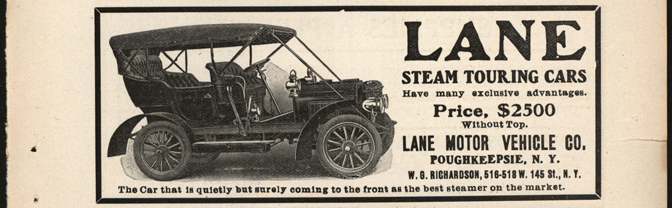 Lane Motor Vehicle Company magazine advertisement, the Cycle and Autombile Trade Journal, for September 1907, p. 309