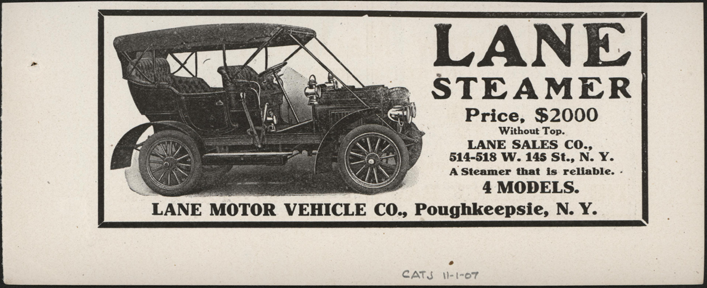 Lane Motor Vehicle Company, November 1907 Magazine Advertisement, Cycle and Autombile Trade Journal, Conde Collection