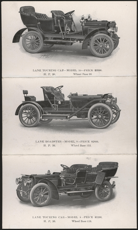 Lane Motor Vehicle Company Trade Catalogue 1907 Conde Collection Front