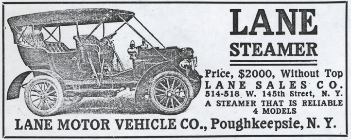 Lane Motor Vehicle Company Magazine Advertisement, Cycle and Automobile Trade Journal, May 1908, p. 327, photocopy, Conde Collection