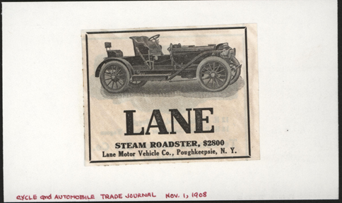 Lane Motor Vehicle Company, Magazine Advertisement, November 1908, Cycle and Automobile Trade Journal, Conde Collection