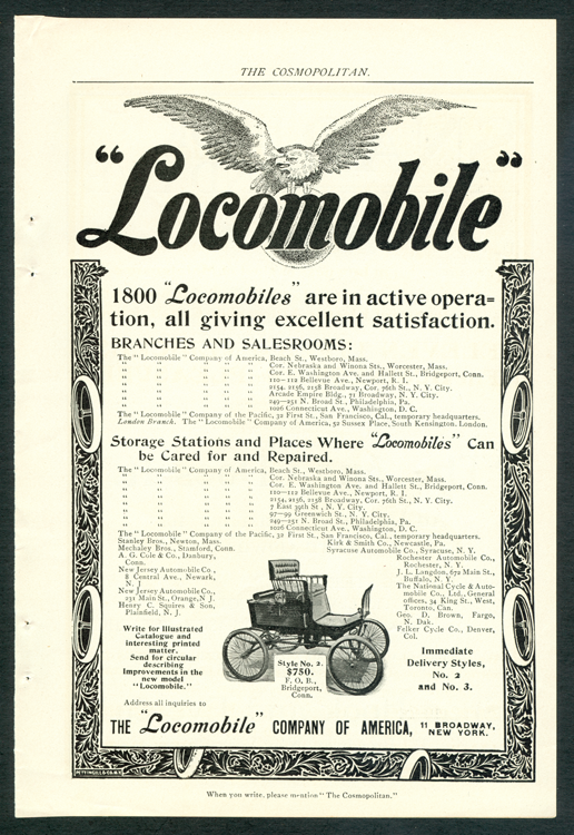Locomobile Company of America, September 1900, Cosmopolitan Magazine, Magazine Advertisement