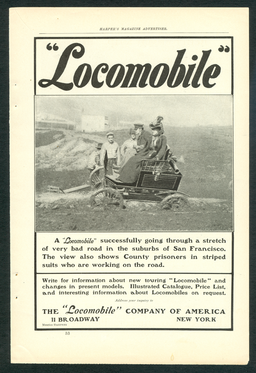 Locomobile Company of America, Magazine Advertisement, Harper's Magazine, May 1901, p. 53.