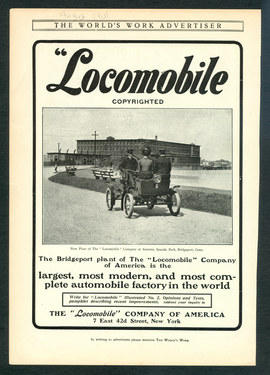 Locomobile Company of America, Magazine Advertisement, World's Work Magazine, August 1901