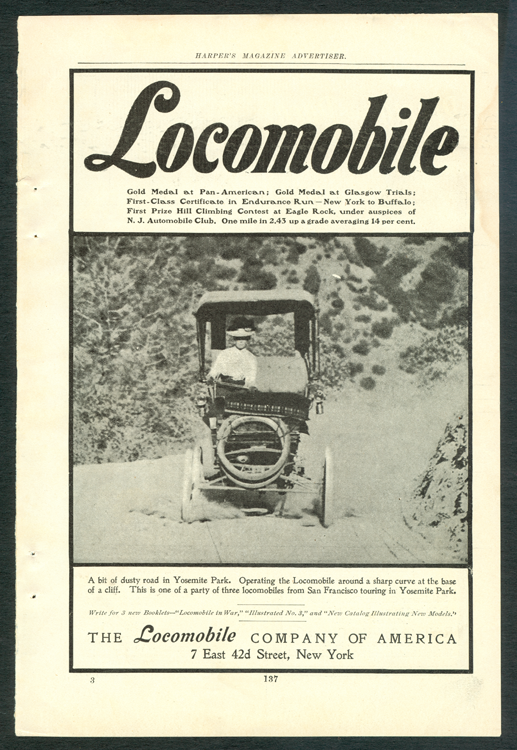 Locomobile Company of America, Magazine Advertisement, Harper's Magazine, December 1901, p. 137.