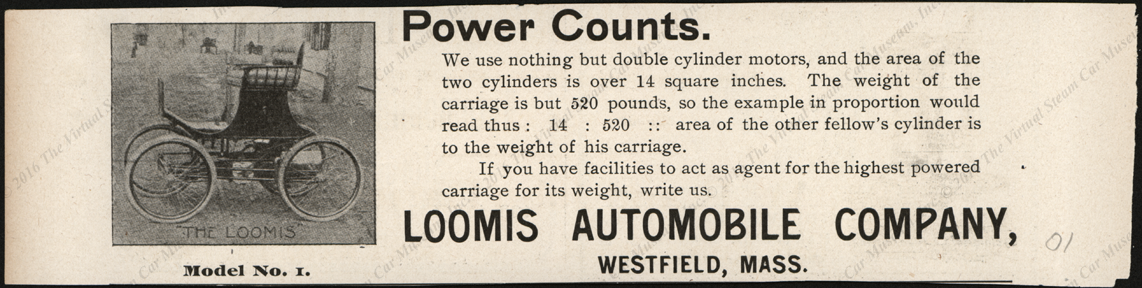 Loomis Automobile Company Magazine advertisemnt,1901, unknown magazine, 