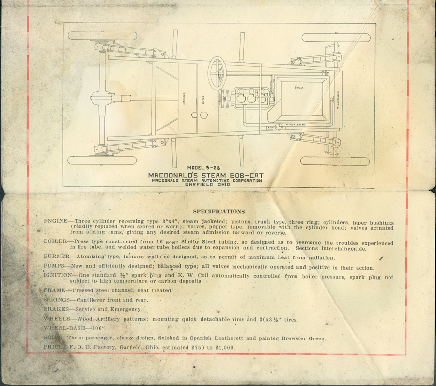 MacDonald Steam Automobive Corporation Brochure