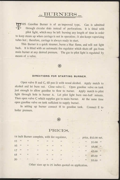 Frank Milne Steam Automobile, Everett, MA,  Trade Catalogue, ca: 1901, p. 3