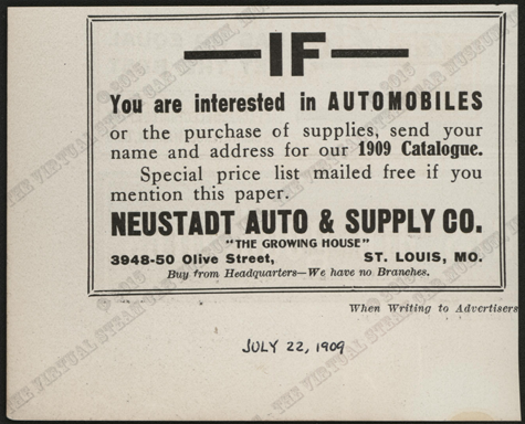 Neustadt Automobile and Supply Company, July 22, 1909, Conde Collection.