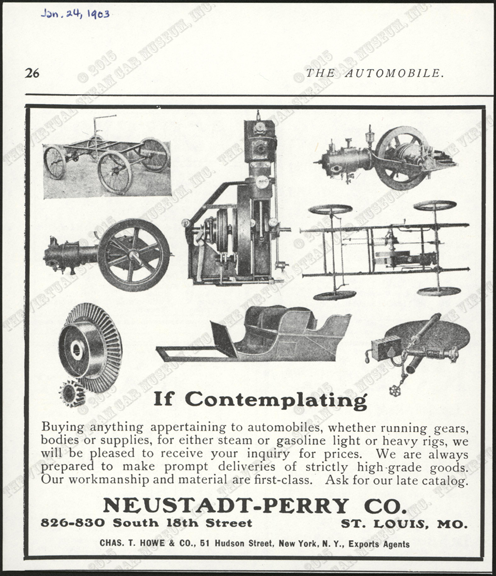 Neustadt-Perry Company, The Automoblie, January 24, 1903, p. 26. Conde Collection.