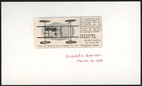 Neustadt-Perry Company, Scientific American, March 14, 1903, Conde Collection.