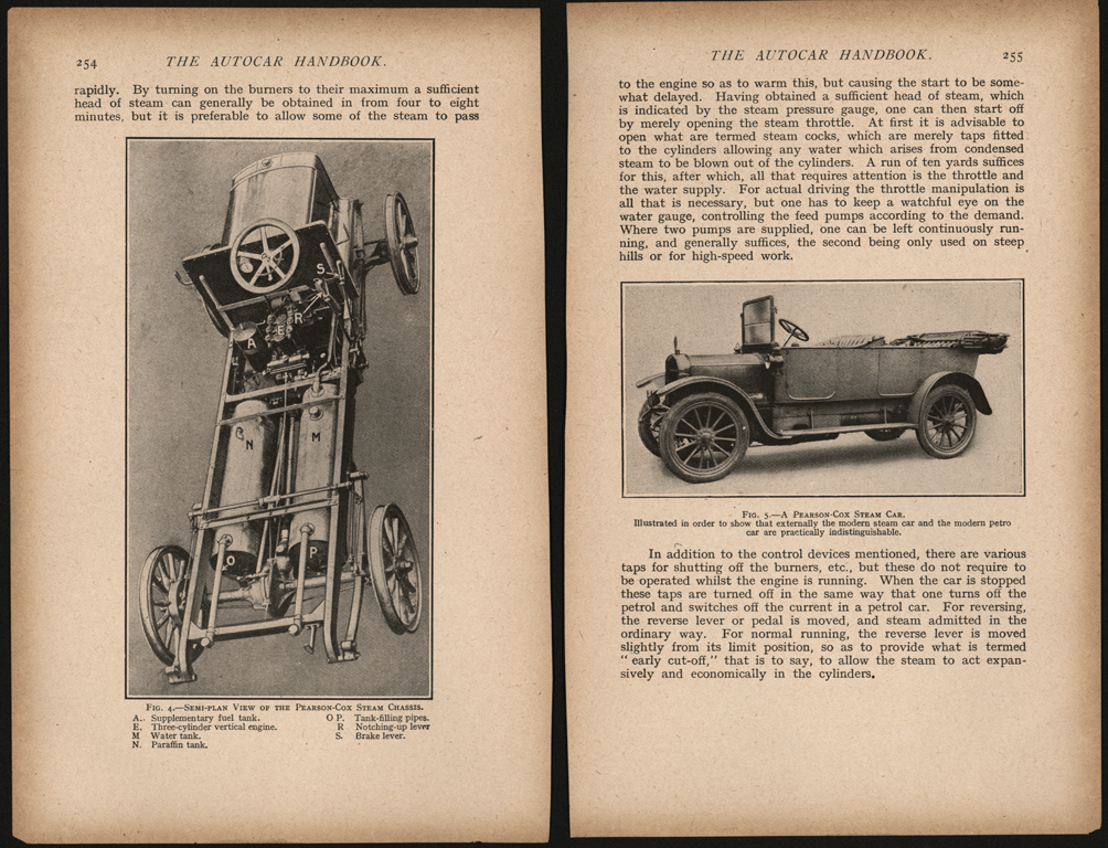 Pearson Cox Steam Car, England, The Autocar Handbook, Pages 253 - 255