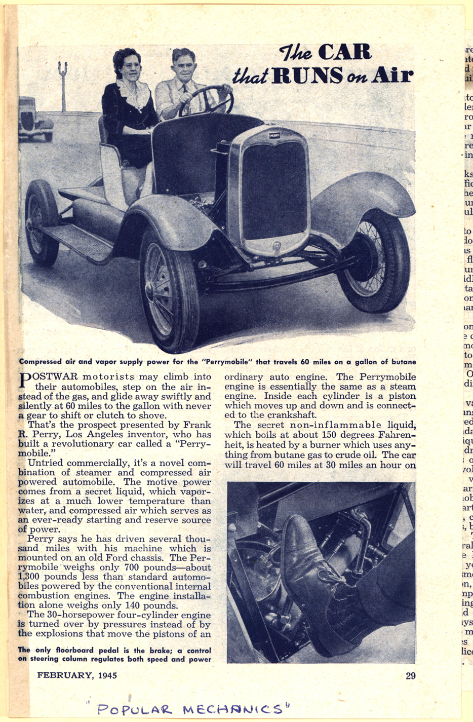 Perrymobile Popular Mechanics Article, February 1945