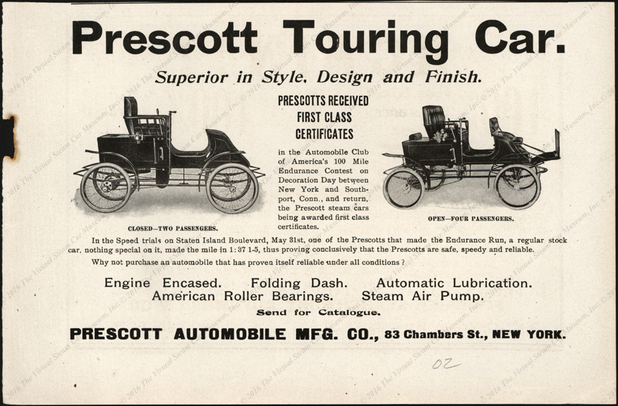 Prescott Automobile Manufcaturing Company, 1902, Magazine Advertisement,